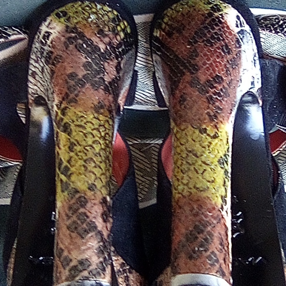 Via Spiga High High Heels Leather Snake Skin Size 10 M Made In Italy. - Picture 6 of 9